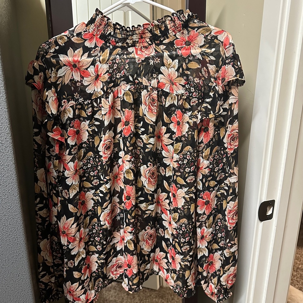 Maurices Black and Red Floral Blouse